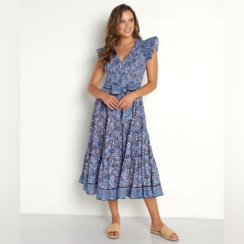 Cleobella Indigo Floral Midi Dress